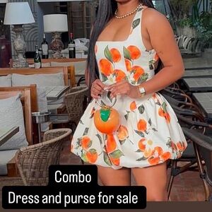 Floral White Dress with Orange Accents